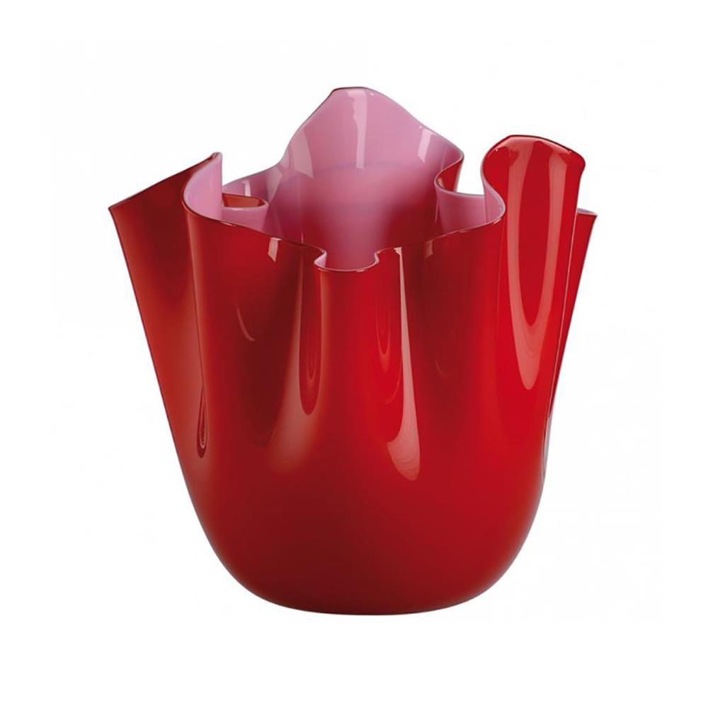 VENINI VASO FAZZOLETTO BICOLORE OPALINO