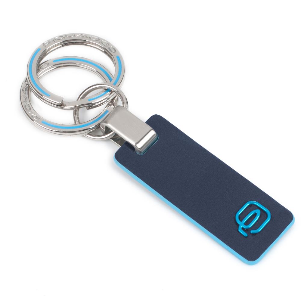 Piquadro Portachiavi Con Inserto In Pelle A 2 Anelle - Portachiavi Blue  Square