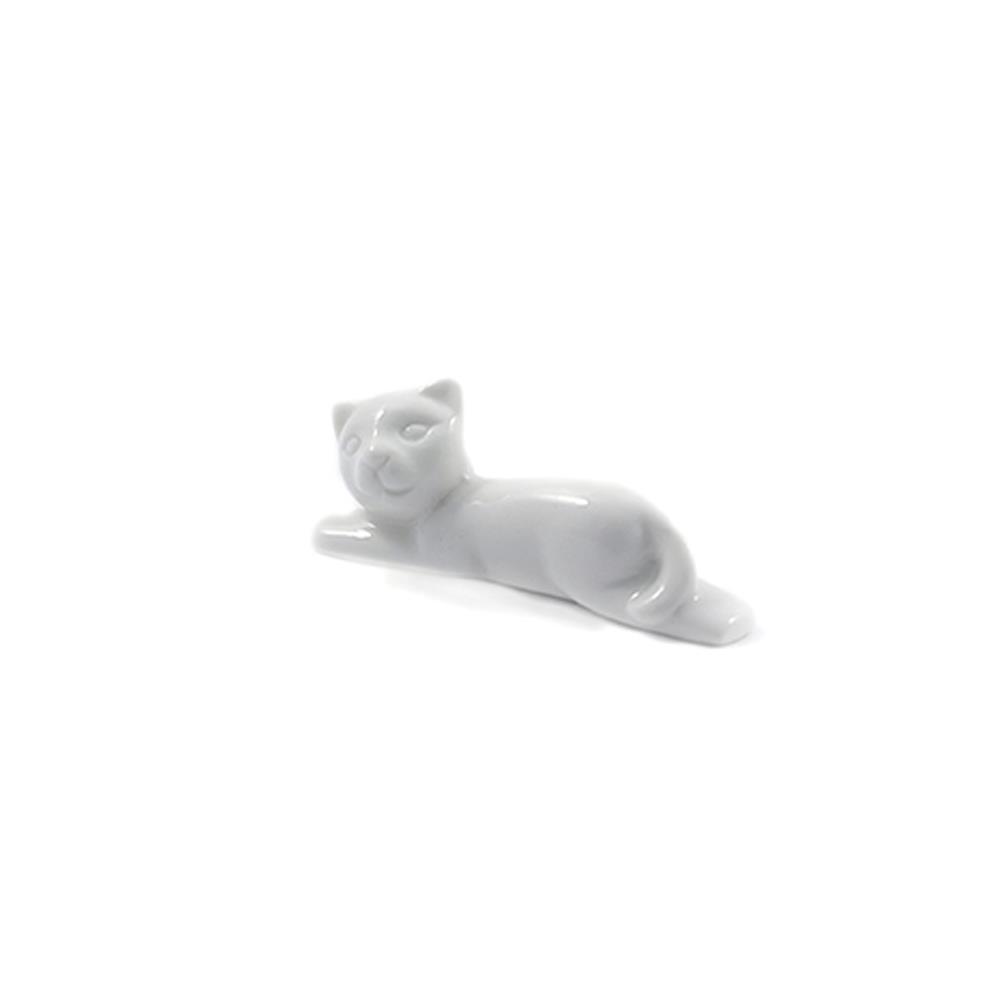 Porcellana Bianca Set 6 Appoggia Posate Gatto - Accessori Tavola