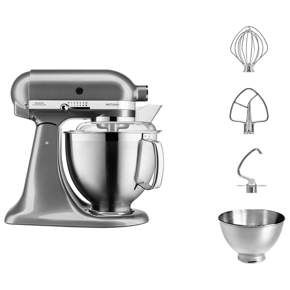 KITCHEN-AID ROBOT ARTISAN CON GANCI IN ACCIAIO E CIOTOLA