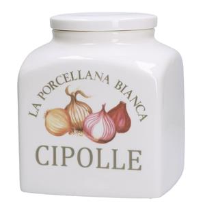 Porcellana Bianca Barattolo Cipolle Deco