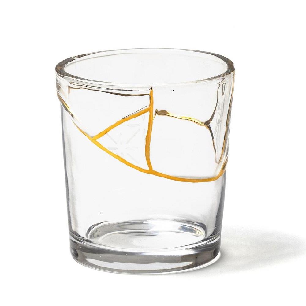 Seletti Bicchiere In Vetro Decoro N3 Kintsugi - Bicchieri Acqua Kintsugi