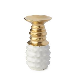HERVIT PORTACANDELA IN GRES ONDULATO BIANCO ORO