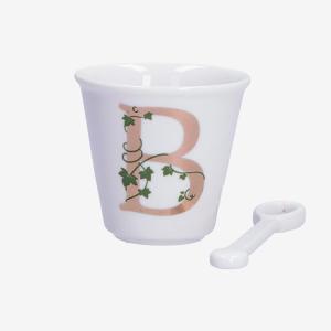 PORCELLANA BIANCA UNICO BICCHIERINO INIZIALE CON CUCCHIAINO
