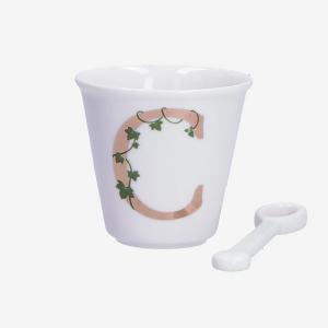 PORCELLANA BIANCA UNICO BICCHIERINO INIZIALE CON CUCCHIAINO