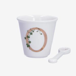 PORCELLANA BIANCA UNICO BICCHIERINO INIZIALE CON CUCCHIAINO