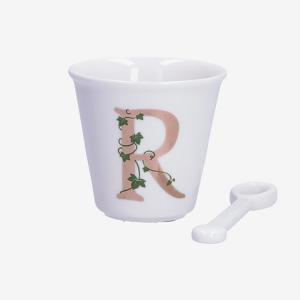 PORCELLANA BIANCA UNICO BICCHIERINO INIZIALE CON CUCCHIAINO