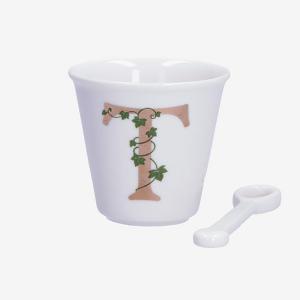 PORCELLANA BIANCA UNICO BICCHIERINO INIZIALE CON CUCCHIAINO