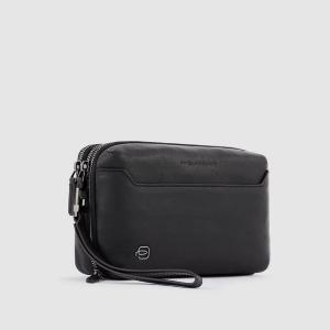 PIQUADRO POCHETTE A DUE SCOMPARTI BLACK SQUARE
