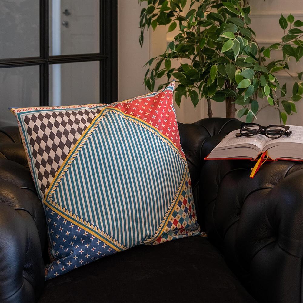 Furn. Fodera Per Cuscino Jacquard Astratta Frida - 100% Poliestere, Retro In Lino, Con Zip E Bordo Smerlato
