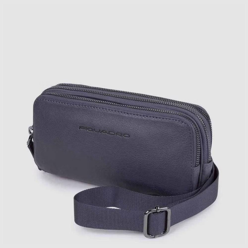 PIQUADRO ASTUCCIO A TRE COMPARTI IN PELLE BLACK SQUAREK SQUARE