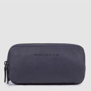 PIQUADRO ASTUCCIO A TRE COMPARTI IN PELLE BLACK SQUAREK SQUARE