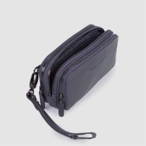 PIQUADRO ASTUCCIO A TRE COMPARTI IN PELLE BLACK SQUAREK SQUARE
