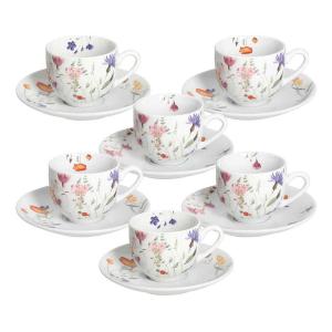 FONTEBASSO FLORA SET 6 TAZZE CAFFE CON PIATTINO