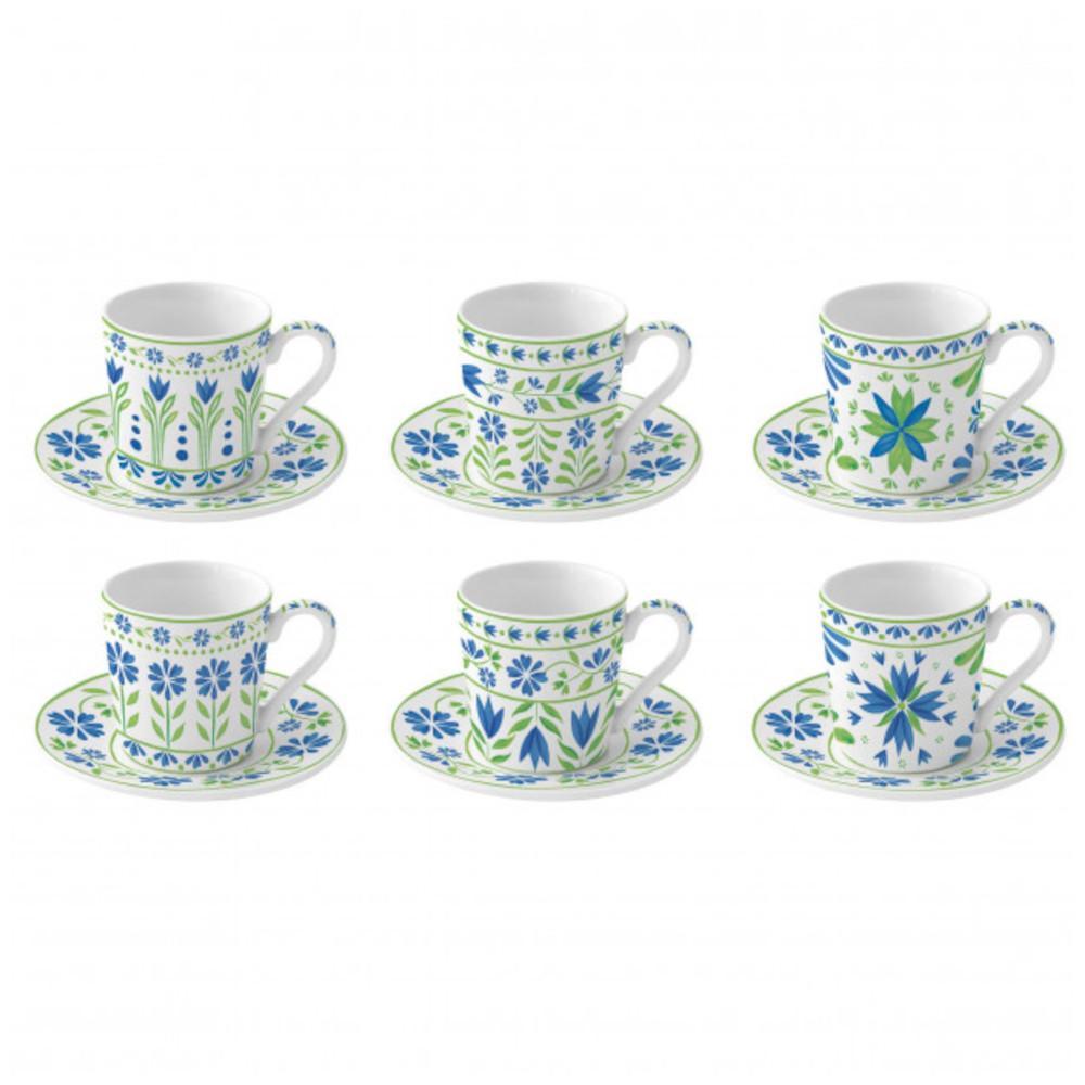 EASY LIFE FLOWERS GARDEN SET 6 TAZZE ESPRESSO CON PIATTINO