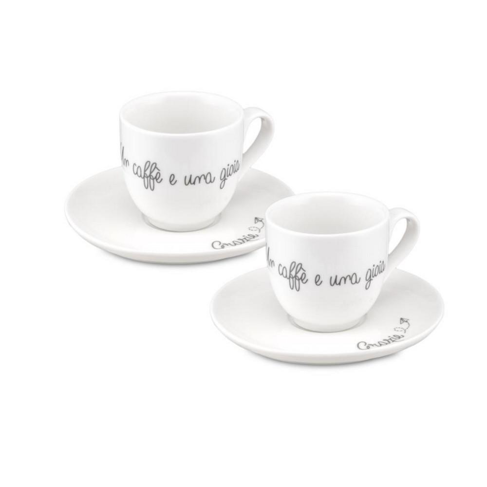 PORCELLANA BIANCA GLI ONESTI SET 2 TAZZINE CAFFE